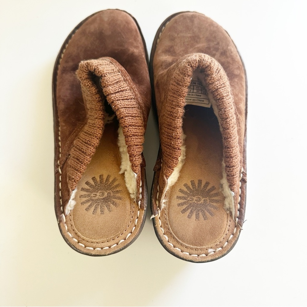 UGG Gael Mule Wedge Knit Cuffs Clogs Brown 6 - Picture 4 of 9